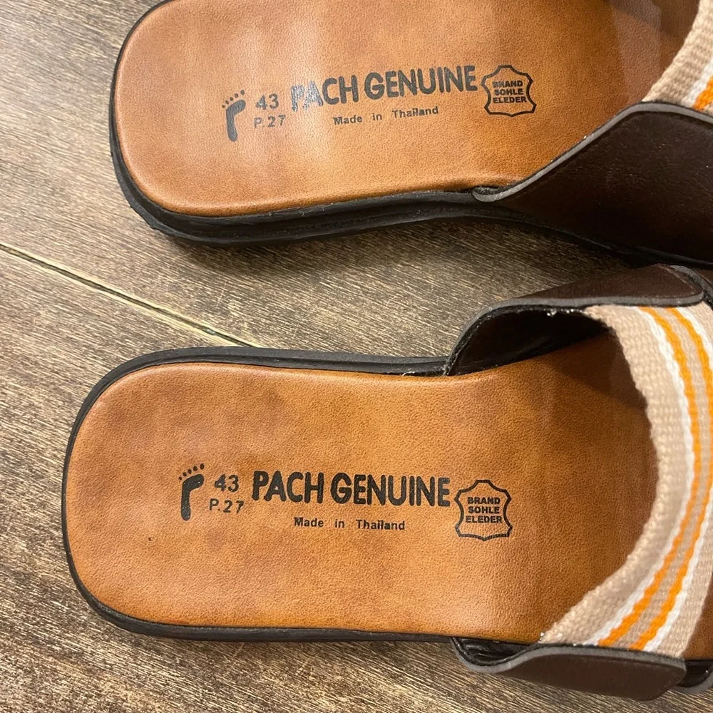 Pach Genuine Leather Footbed Sandals Thailand Slides Size 43‎